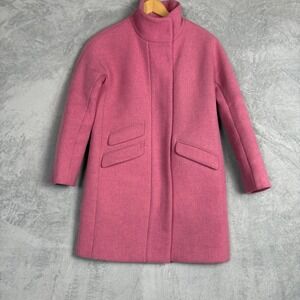 J.Crew Pink Stadium Cloth Wool Cocoon Coat Nello Gori Petite 0P Luxury Tailored